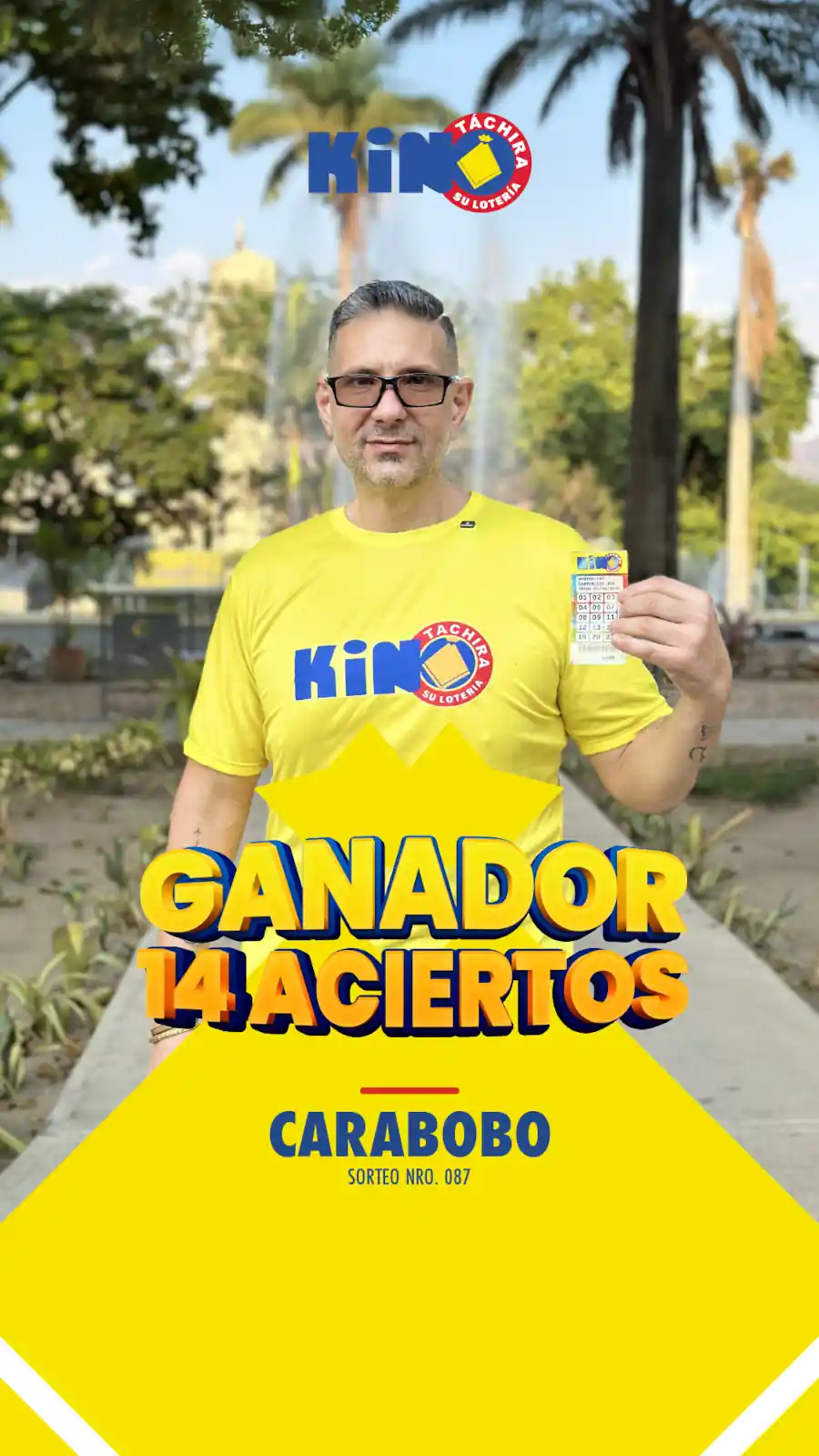 ganador de 14 aciertos de Tu Kino Táchira, Edo. Carabobo