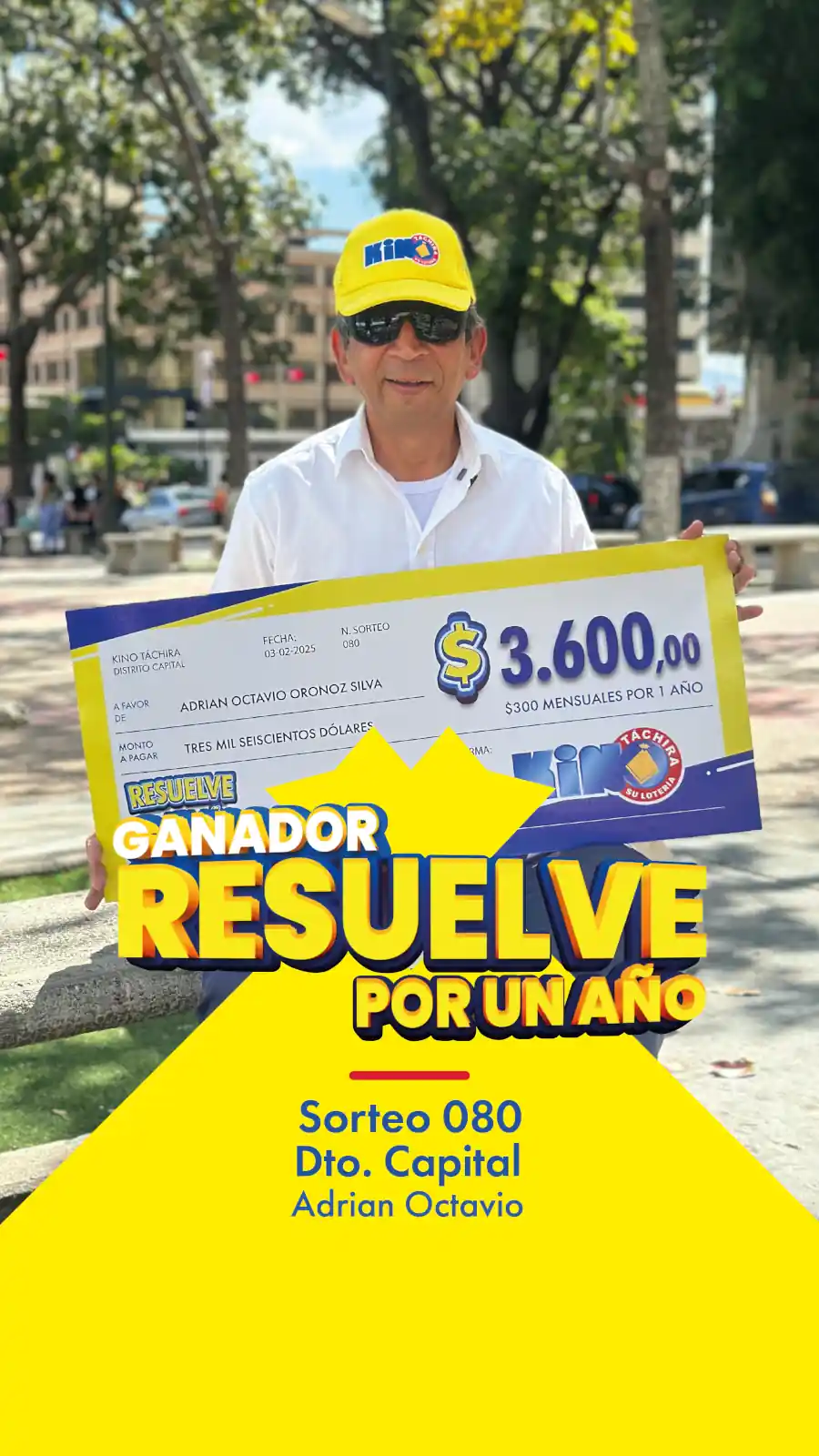 Adrian Octavio, ganador de un Resuelve por un año de Tu Kino Táchira