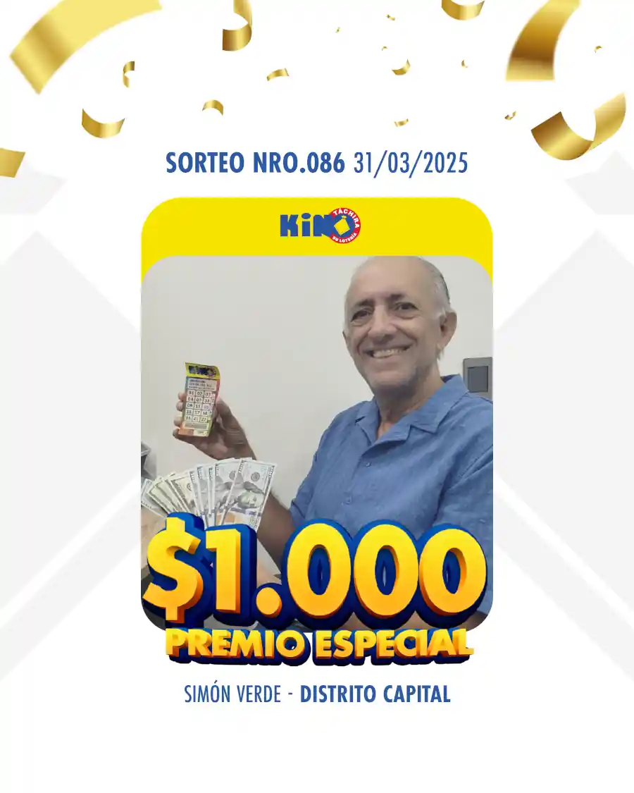 Simon Verde, ganadora de $1000 dólares de Tu Kino Táchira